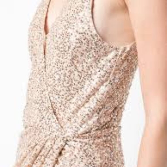 Jonathan Simkhai Gold Sequin Slip Wrap Dress - Picture 7 of 16